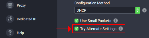 A preview of how Private Internet shows how to use alternate settings for the OpenVPN protocol