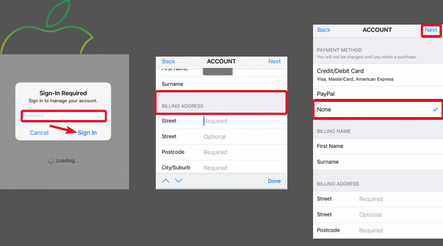 Apple ID billing and payment info