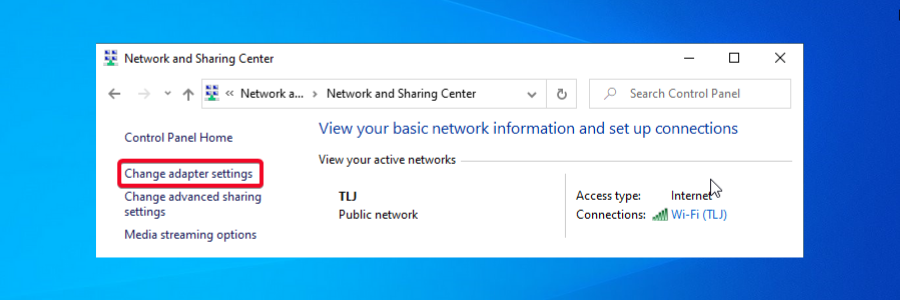 Change adapter settings