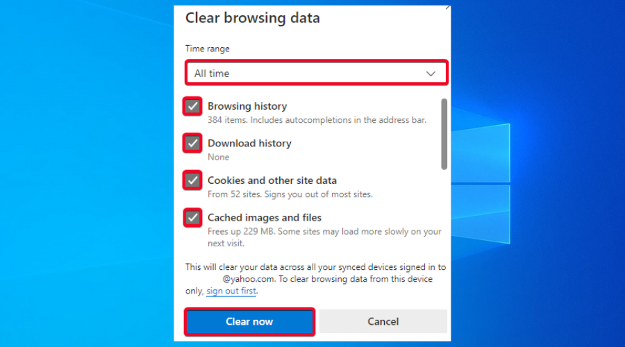 Edge clear browsing data
