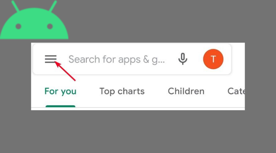Google Play store menu