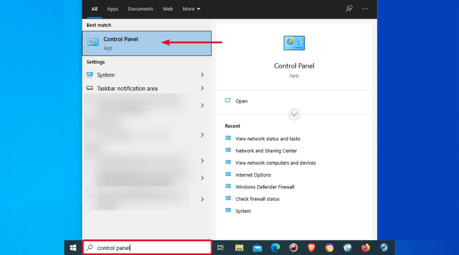 Windows 10 control panel
