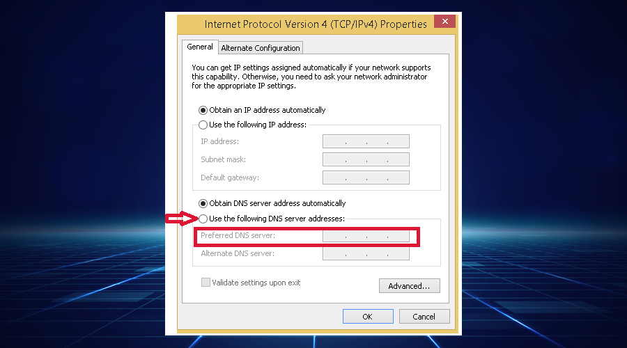 Windows DNS server addresses Windows shows DNS server addresses
