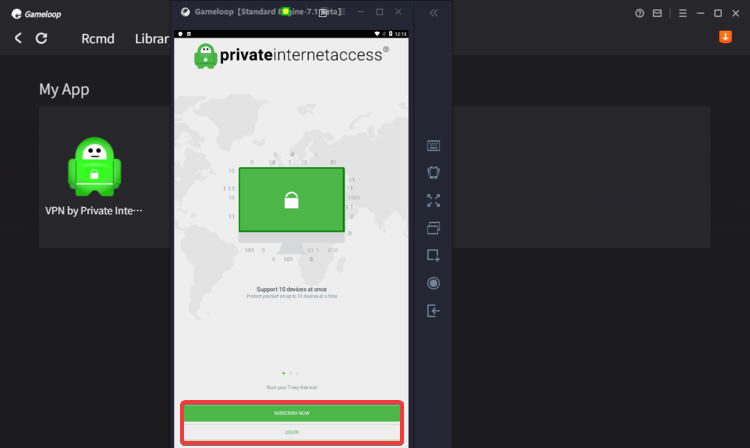 Gameloop shows Private Internet Access launch