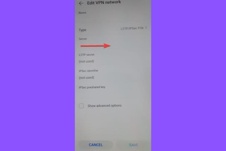Huawei shows L2TP IPSec PSK Server address