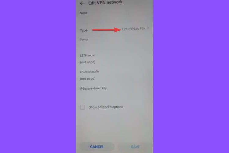 Huawei shows L2TP IPSec PSK Server type