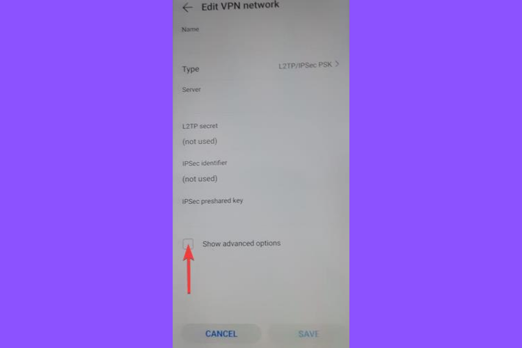 Huawei shows L2TP IPSec PSK advanced options