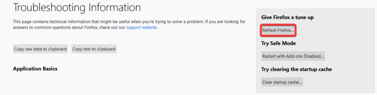 Firefox shows Refresh Firefox