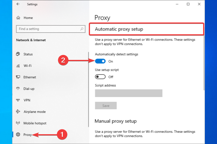 automatic proxy setup