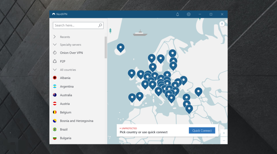NordVPN server map
