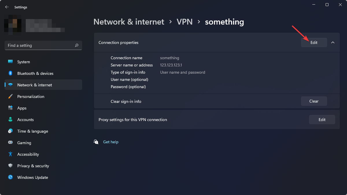 click edit vpn config win11 settings