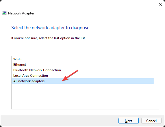 troubleshoot all network adapters