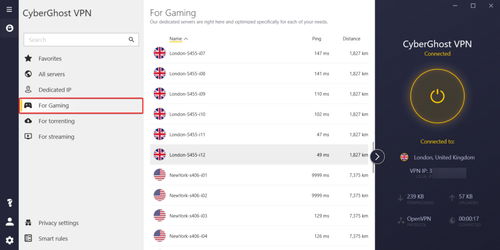 cyberghost vpn gaming servers
