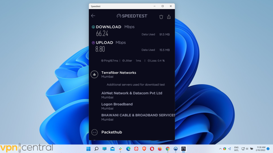 Speedtest by Ookla 6 VPN server speed test