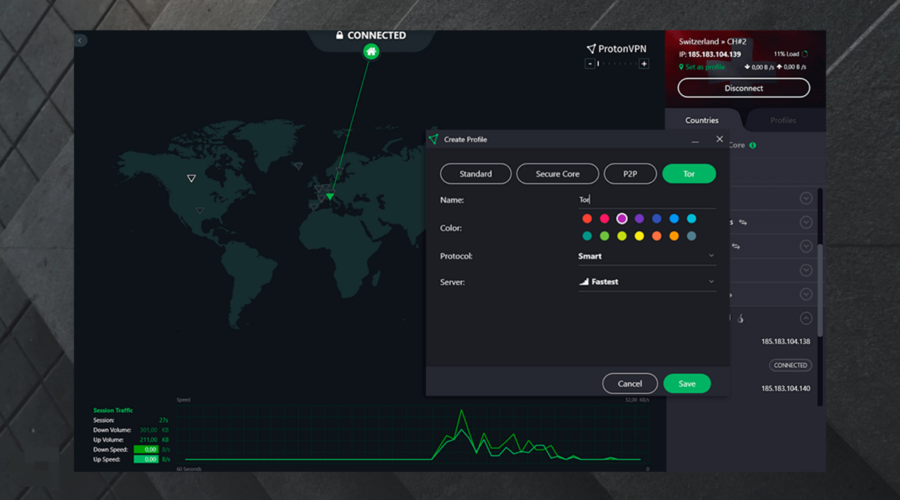 ProtonVPN interface