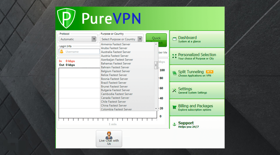 PureVPN server locations