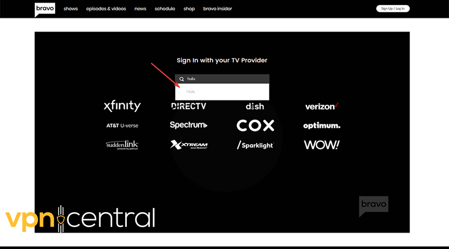 bravo tv choosing provider