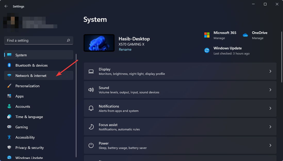 clicking network internet win11 settings