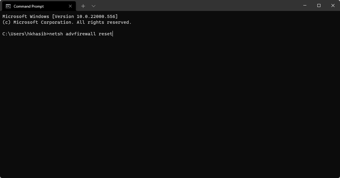 netsh advfirewall reset