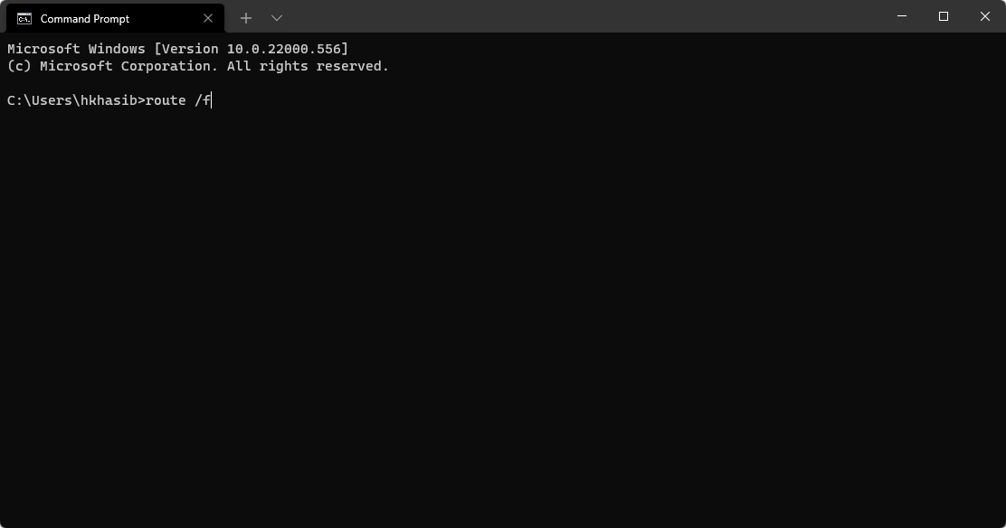 run route f command