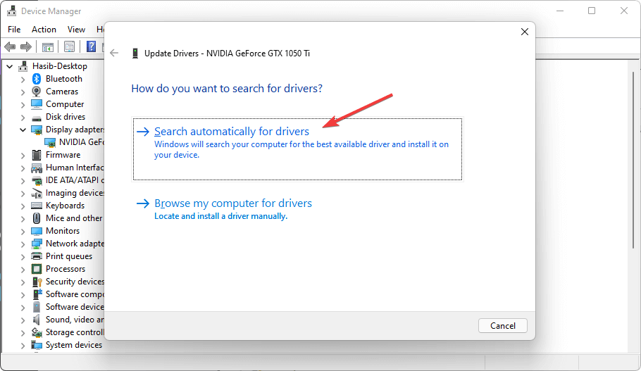 search automatically for drivers