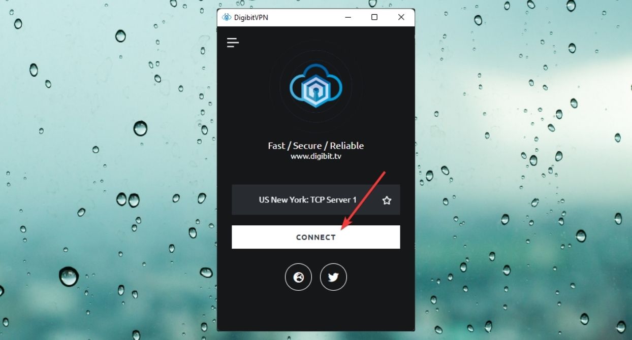 clicking connect digibitvpn app