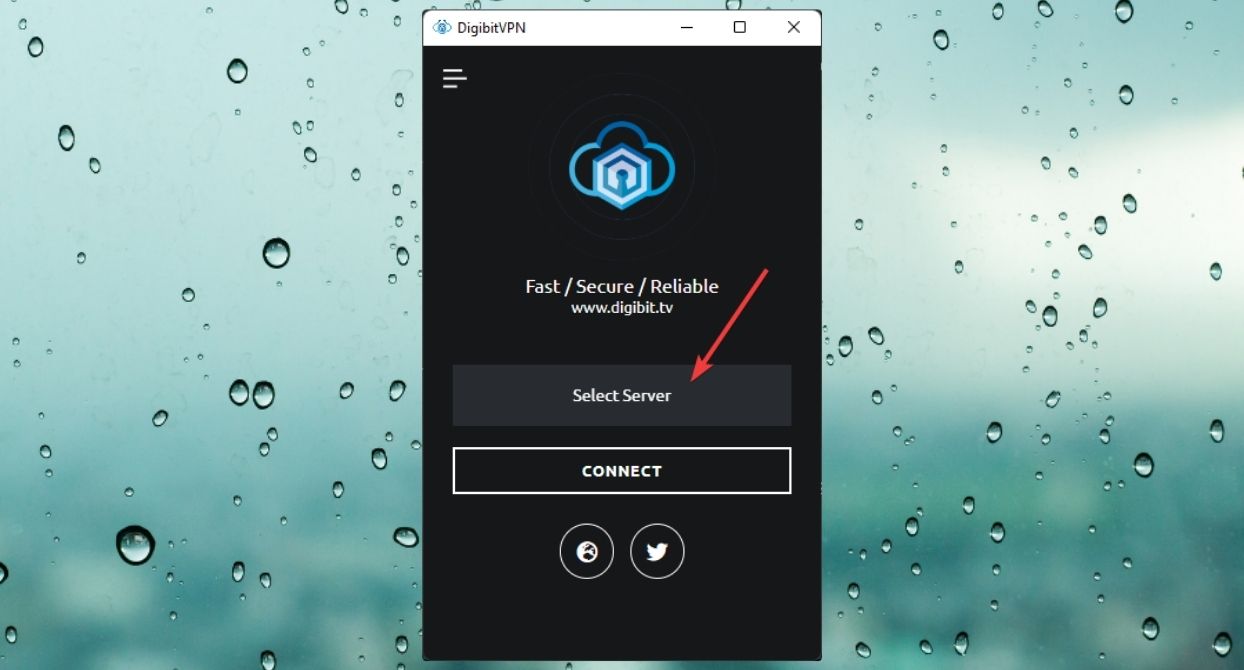 clicking select server digibitvpn