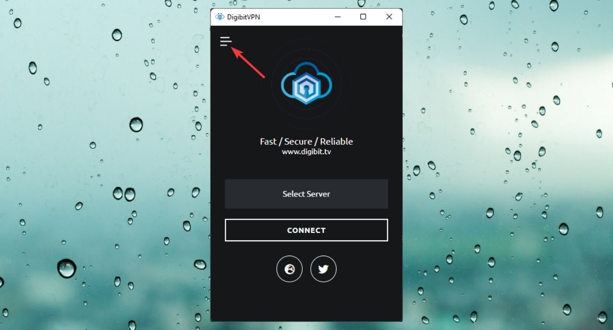 clicking three vertical lines digitbitvpn app
