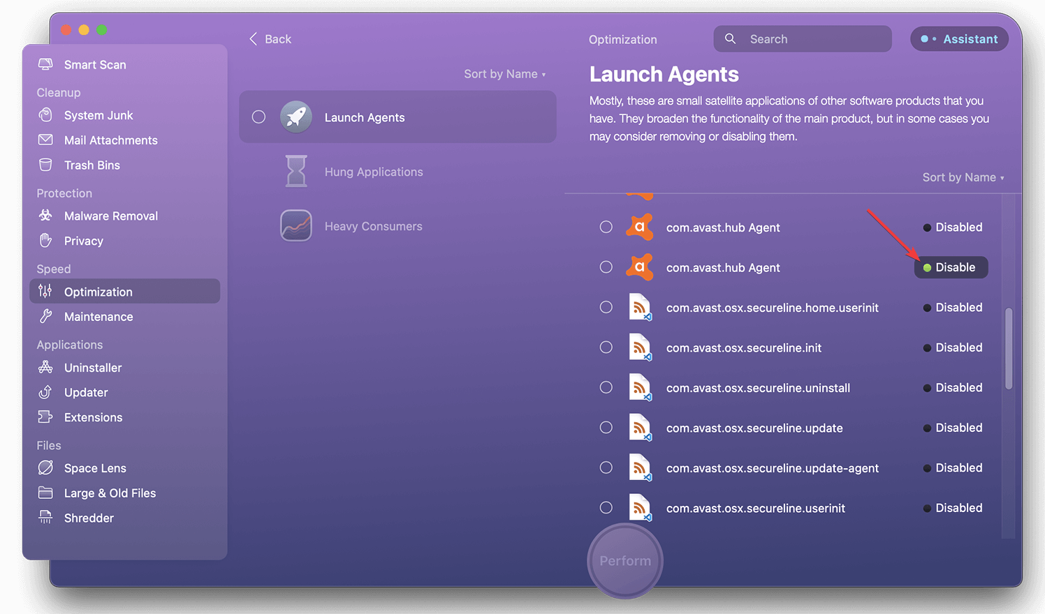 disabling avast lunch agents cleanmymac x