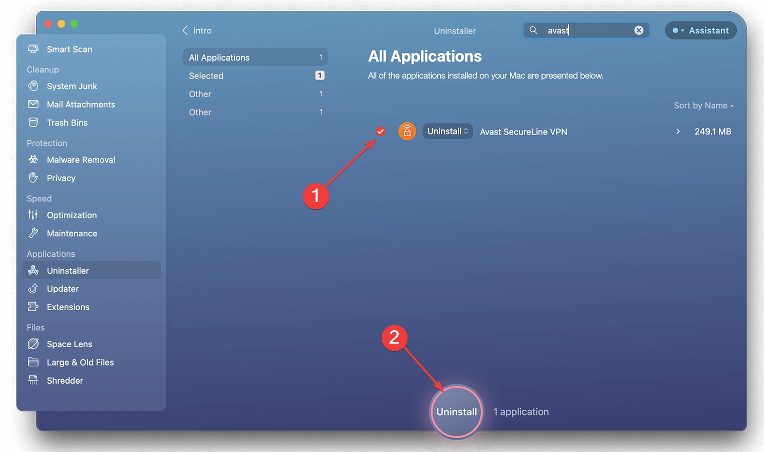 removing avast secureline vpn from mac using cleanmymac x