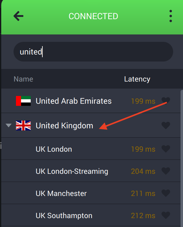 PIA united kingdom server