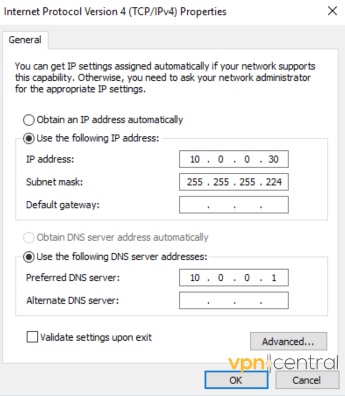 DNS server configured