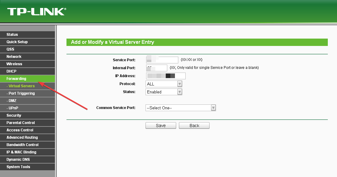 enabling port-forwarding