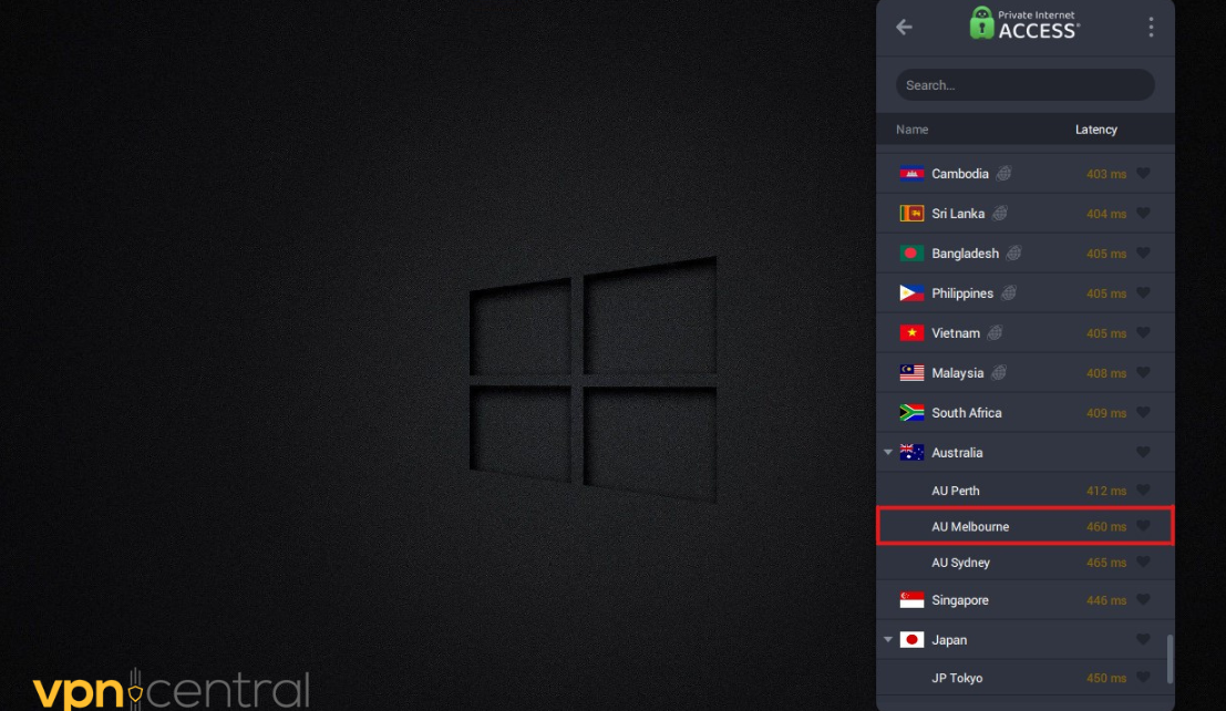 VPN Server Selection for AoV