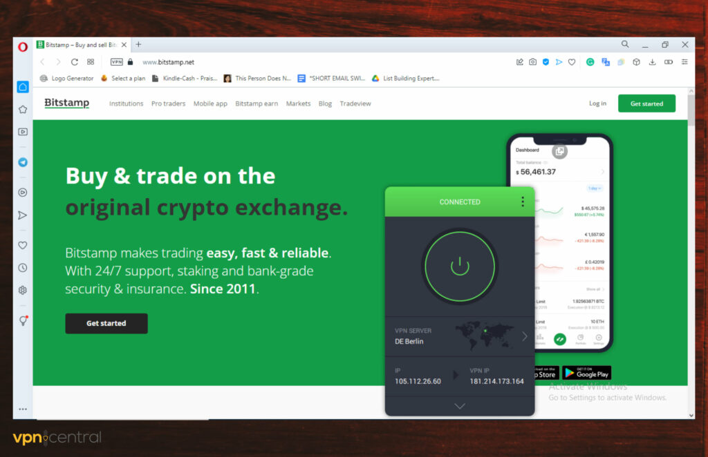 How to use vpn with bitstamp
