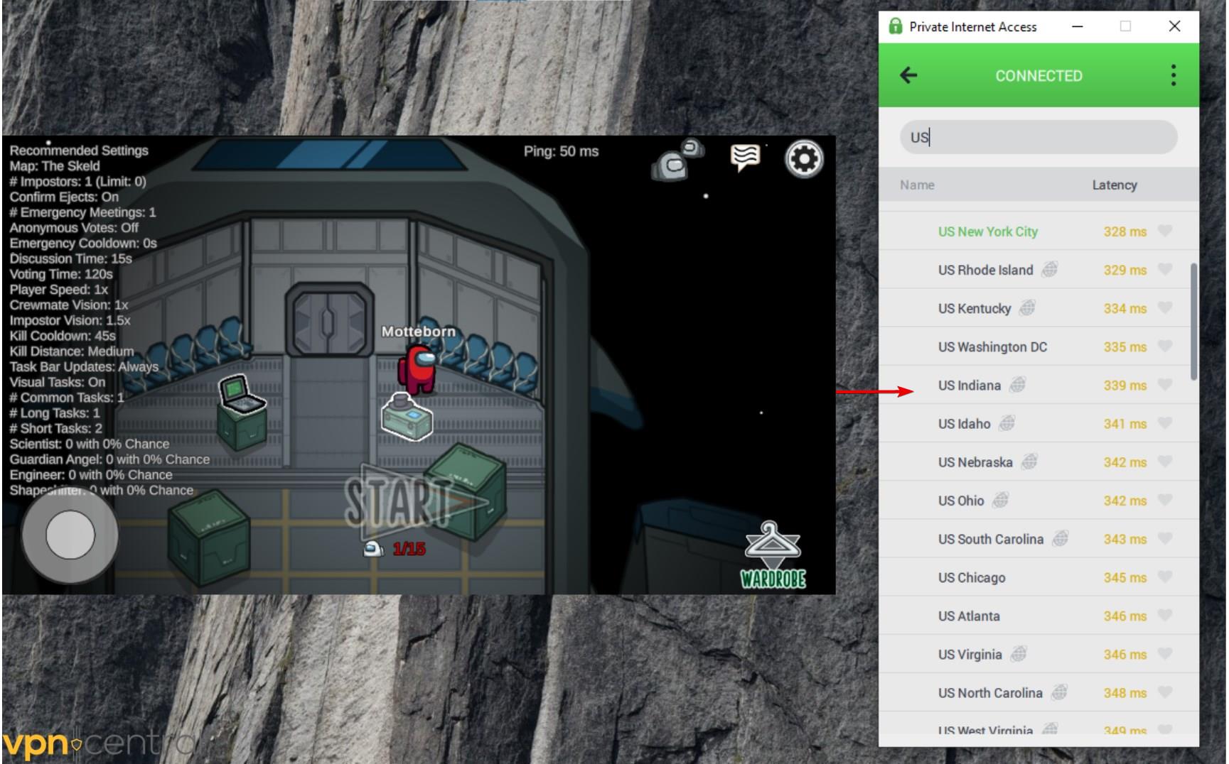 Choose from US Servers