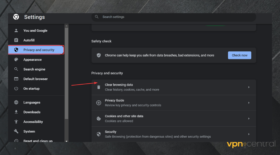clear browsing data on chrome
