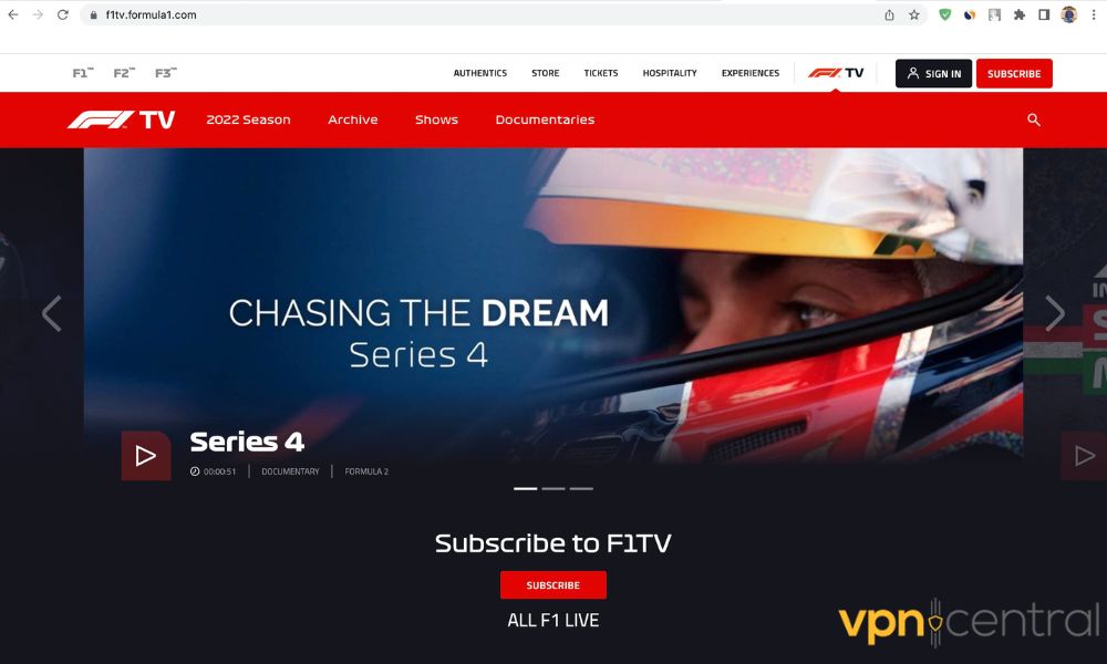 f1 tv homepage