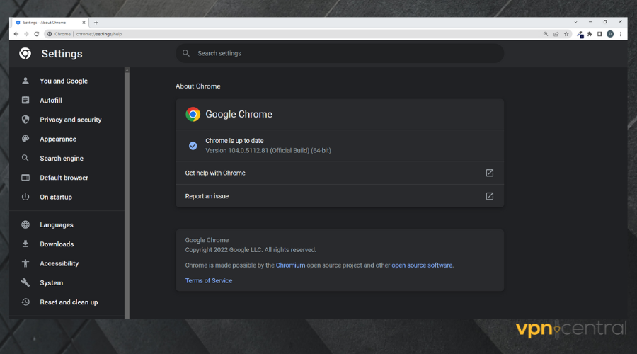 Chrome is up to date