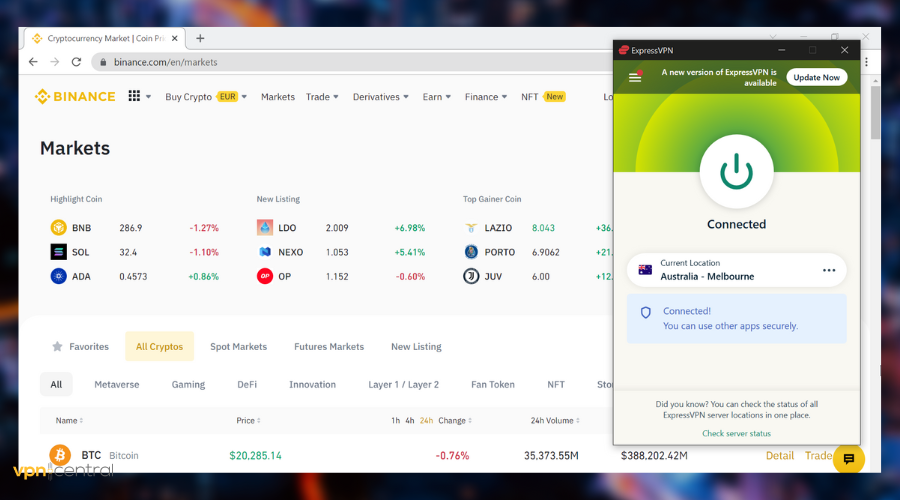 use vpn for binance