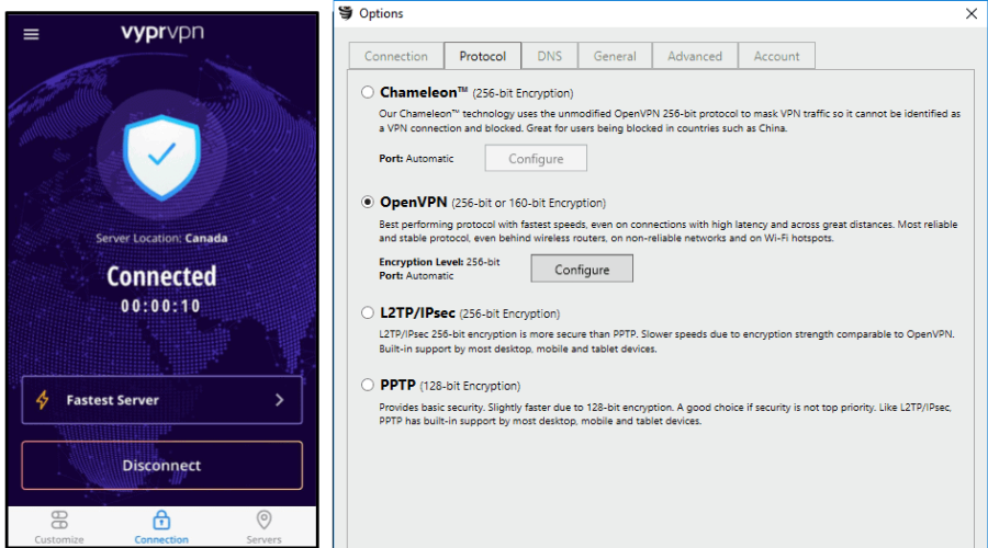vyprvpn protocol settings