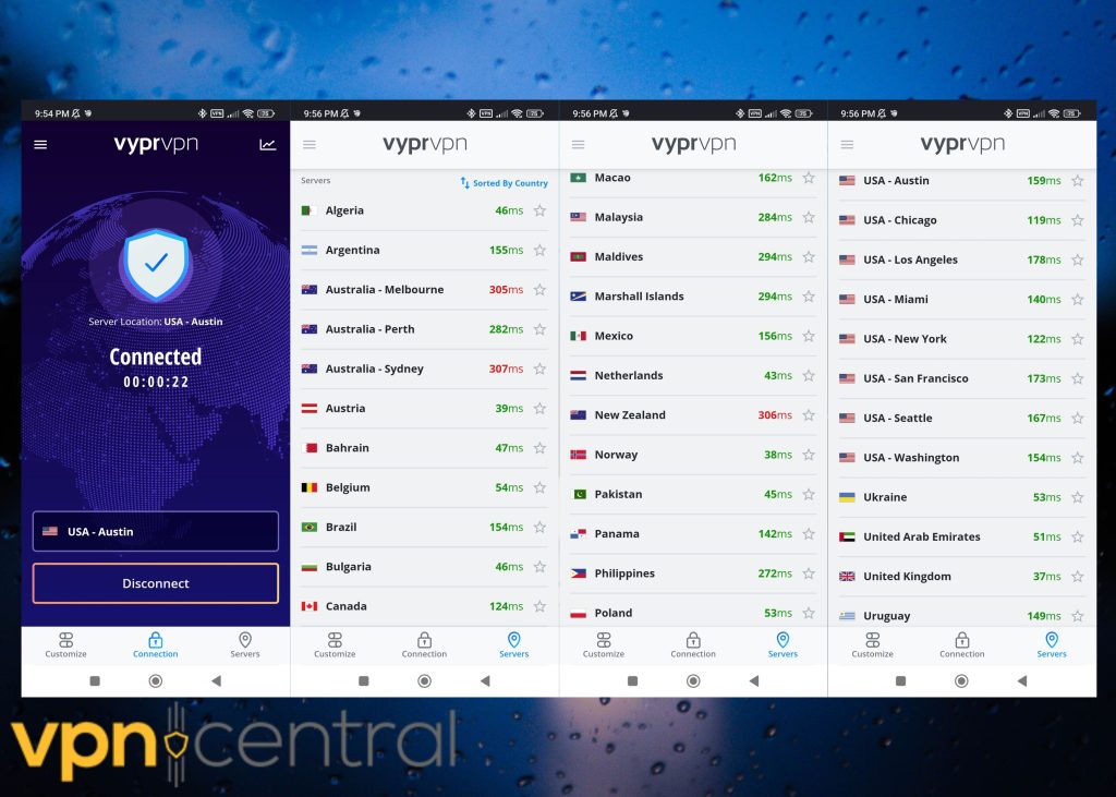 vyprvpn mobile interface