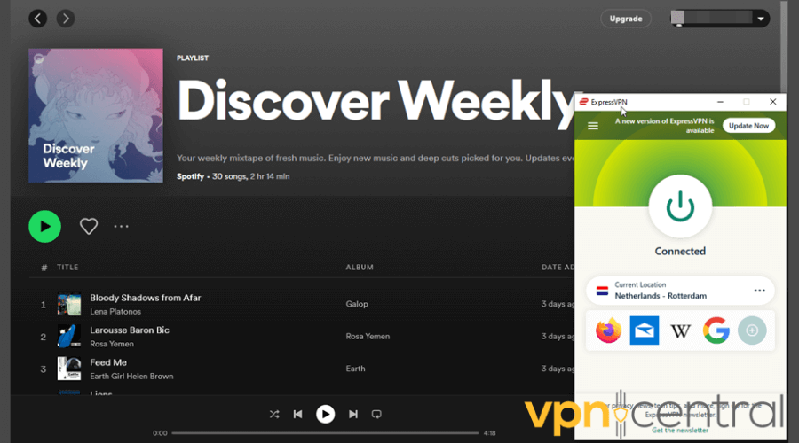 Spotify with ExpressVPN on