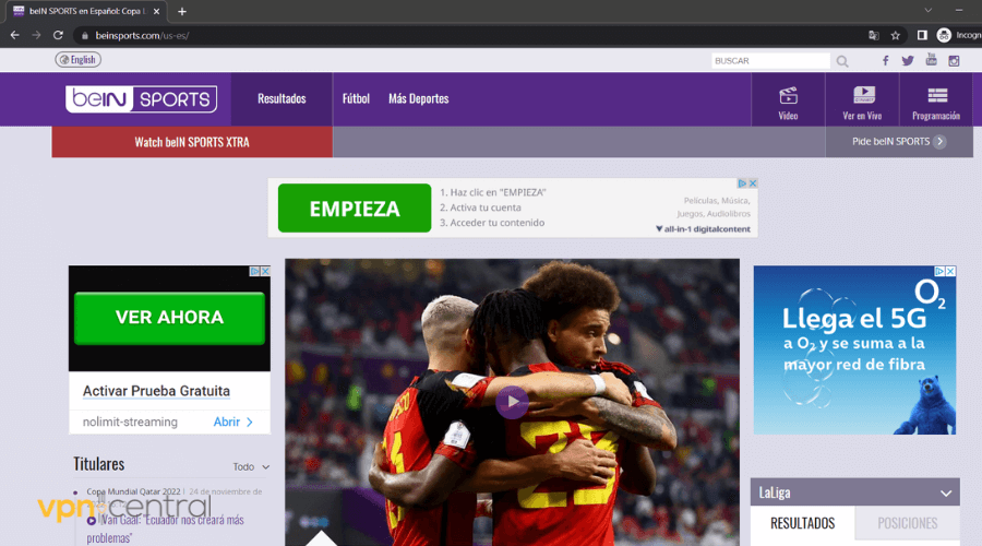 watch bein sports from india