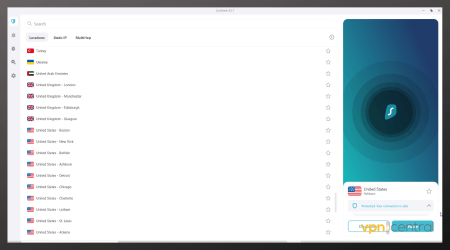surfshark us server list