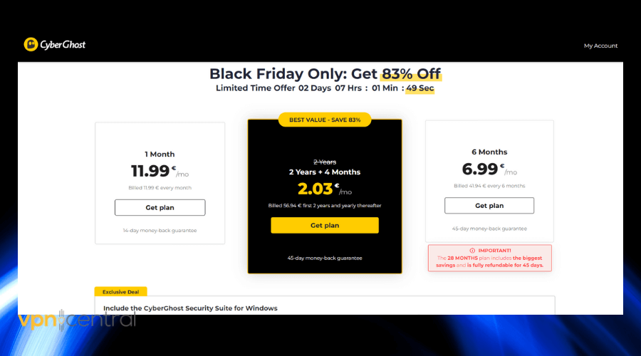 download cyberghost to your device