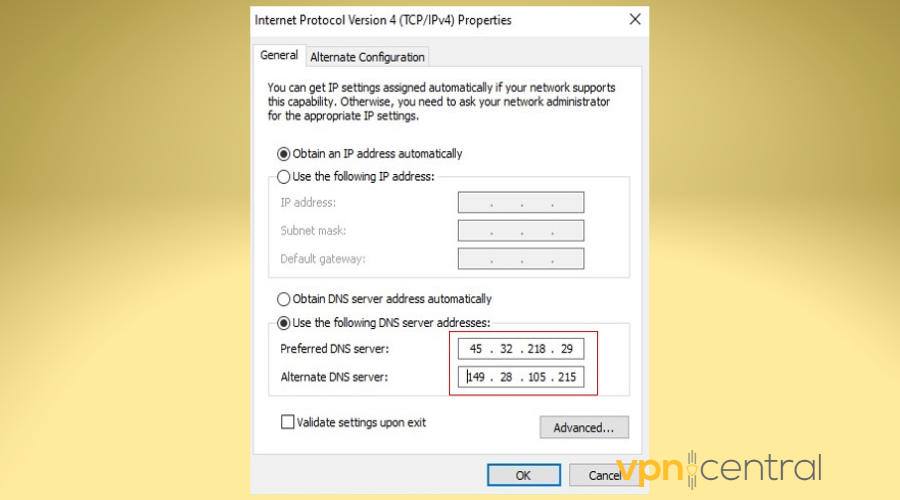 input smart dns server addresses for us
