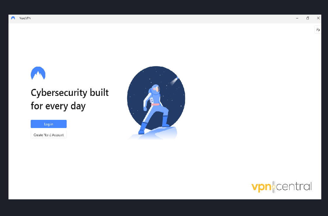 NordVPN login page