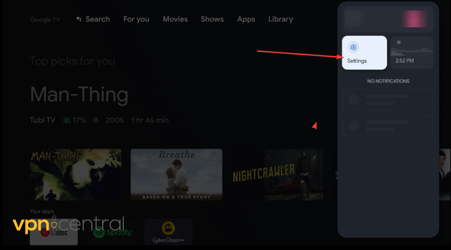 android tv settings panel