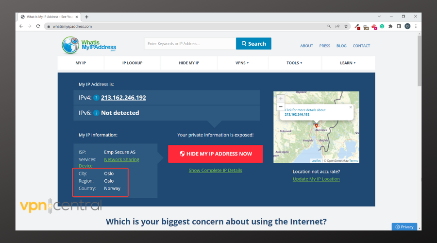 verify IP address to see if urban vpn is working